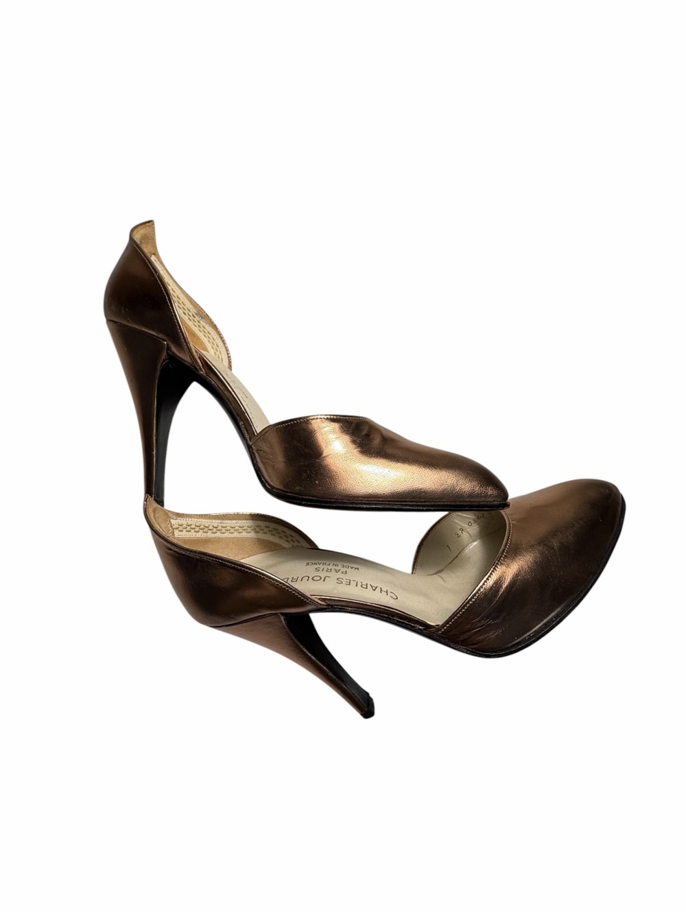 Charles Jourdan Metallic Bronze Pointed-Toe Women’s D'Oray Pumps Sz 7 - Picture 4 of 12